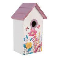 Clayre & Eef | Vogelhuis Wit Roze 15x10x22 cm | 6H2452