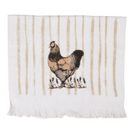 Clayre & Eef | Gastendoekje Wit Bruin 40x66 cm | CTRFL-1