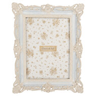 Clayre &amp; Eef   | Fotolijst Blauw Wit 18x3x23 cm / 13x18 cm | 2F1355M
