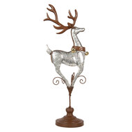 Clayre &amp; Eef   | Kerstdecoratie Rendier Grijs Bruin 24x24x68 cm | 5Y1297