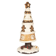 Clayre &amp; Eef   | Kerstdecoratie Kerstboom Bruin Wit &oslash; 24x51 cm | 6MG0145