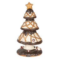 Clayre &amp; Eef   | Kerstdecoratie Kerstboom Bruin Wit &oslash; 22x43 cm | 6MG0146