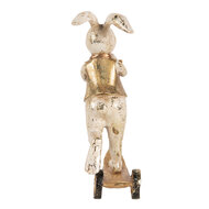 Clayre &amp; Eef   | Decoratie Beeld Konijn Wit Goudkleurig 13x6x17 cm | 6PR5144
