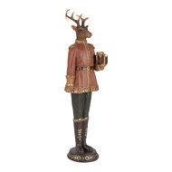 Clayre &amp; Eef   | Decoratie Rendier Bruin Rood 11x10x38 cm | 6PR5542