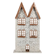 Clayre &amp; Eef   | Theelichthouder Kerst Huis Grijs 30x13x54 cm | 6Y5811