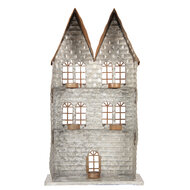 Clayre &amp; Eef   | Theelichthouder Kerst Huis Grijs 30x13x54 cm | 6Y5811