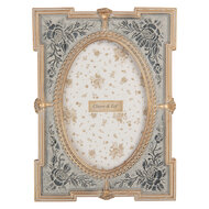 Clayre & Eef | Fotolijst Blauw Goudkleurig 15x2x21 cm / 10x15 cm | 2F1365S