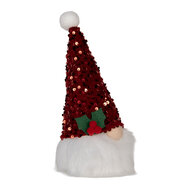 Clayre &amp; Eef   | Decoratie Beeld Kabouter met LED Rood Wit 10x10x25 cm / 3xAA | 66330