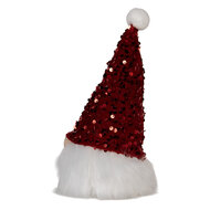 Clayre &amp; Eef   | Decoratie Beeld Kabouter met LED Rood Wit 10x10x25 cm / 3xAA | 66330