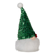 Clayre &amp; Eef   | Decoratie Beeld Kabouter met LED Groen Wit 10x10x25 cm / 3xAA | 66331