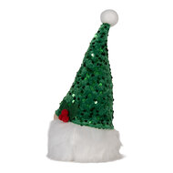 Clayre &amp; Eef   | Decoratie Beeld Kabouter met LED Groen Wit 10x10x25 cm / 3xAA | 66331