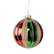 Clayre &amp; Eef   | Kerstbal Groen Rood &oslash; 10x11 cm | 6GL5116