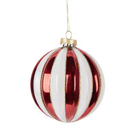 Clayre &amp; Eef   | Kerstbal Rood Wit &oslash; 10x11 cm | 6GL5118