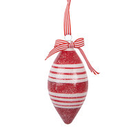 Clayre &amp; Eef   | Kerstbal Rood Wit &oslash; 6x13 cm | 6GL5181