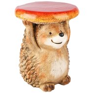 Dekoratief | Egel 'Bruno' m/paddenstoel, bruin/oranje, resina/magnesium, 27x26x34cm | A255199
