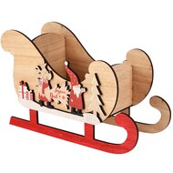 Dekoratief | Bakje slee 'Joyeux No?l', naturel/rood, hout, 29x12x19cm | A255454