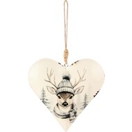 Dekoratief | Hanger hart 'Winter Deer', metaal, 15x15x3cm | A255478