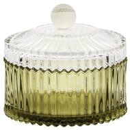 Dekoratief | Bonbonni&egrave;re, groen/transparant, glas, 11x11x10cm | A255542