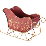 Dekoratief | Bakje slee 'Deer', rood/goud, metaal, 24x12x14cm | A255574