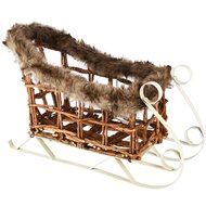Dekoratief | Slee m/bont, naturel, hout/metaal, 45x22x32cm | A255639