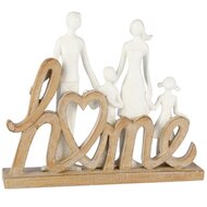 Dekoratief | Deco 'Home' m/gezin, wit/naturel, resina, 20x4x16cm | A255709