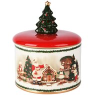 Dekoratief | Bewaarpot &#039;Santa&#039;s Bakery&#039;, rood/wit/groen, dolomiet, 16x16x19cm | A255827