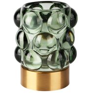 Dekoratief | Theelichthouder &#039;Bubbly&#039;, groen/goud, glas/metaal, 9x9x11cm | A255980