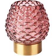 Dekoratief | Theelichthouder &#039;Scales&#039;, roze/goud, glas/metaal, 10x10x11cm | A255989