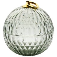 Dekoratief | Bonbonni&egrave;re, groen/goud/transparant, glas, 11x11x12cm | A255990