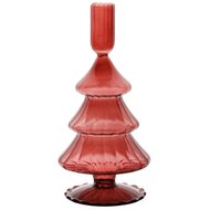 Dekoratief | Kaarsenhouder &#039;Tree&#039;, rood, glas, 11x11x21cm | A255995