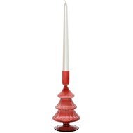 Dekoratief | Kaarsenhouder &#039;Tree&#039;, rood, glas, 11x11x21cm | A255995