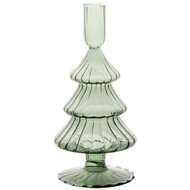 Dekoratief | Kaarsenhouder &#039;Tree&#039;, groen, glas, 11x11x21cm | A255996
