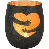 Dekoratief | Theelichthouder &#039;Embracing Love&#039;, zwart/goud, metaal, 10x10x11cm | A258045