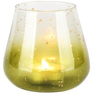 Dekoratief | Theelichthouder 'Sprinkle Green', glas, 13x13x12cm | A258086
