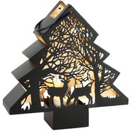 Dekoratief | Windlicht boom &#039;Forest Reindeer&#039;, zwart/goud, metaal, 20x5x20cm | A258099