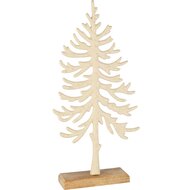 Dekoratief | Deco boom op voet, cr?me, aluminium/hout, 17x5x34cm | A258135