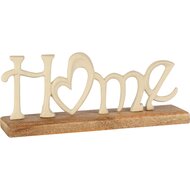 Dekoratief | Deco &#039;Home&#039; op voet, cr?me, aluminium/hout, 23x5x10cm | A258140