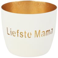 Dekoratief | Theelichthouder &#039;Liefste Mama&#039;, wit/goud, metaal, 10x10x9cm | A258148