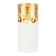 Dekoratief | Windlicht &#039;Wild Forest&#039;, wit/goud, metaal, 13x13x30cm | A258194