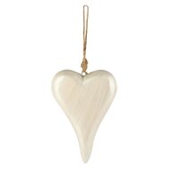 Dekoratief | Hanger hart, wit, hout/email, 10x15x3cm | A258234