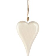 Dekoratief | Hanger hart, wit, hout/email, 12x20x3cm | A258235