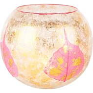 Dekoratief | Theelichthouder &#039;Crackled Gold&#039;, roze, glas, 8x8x6cm | A258267