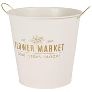 Dekoratief | Bloempot m/handvaten &#039;Flower Market&#039;, wit, metaal, 19x19x16cm | A259025