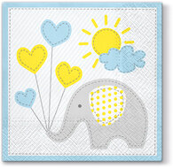 Dekoratief | Pakje 20 servetten &#039;Cute elephant, light blue&#039; 33x33cm | A701254