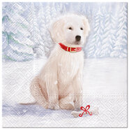 Dekoratief | Pakje 20 servetten &#039;Snow Dog&#039;, 33x33cm | A702272
