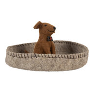 Clayre &amp; Eef   | Vilten Hond in Mand Grijs Bruin &oslash; 19x10 cm | 66288