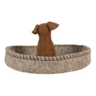 Clayre &amp; Eef   | Vilten Hond in Mand Grijs Bruin &oslash; 19x10 cm | 66288
