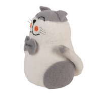 Clayre &amp; Eef   | Vilten Kat Wit Grijs 14x14x20 cm | 66294