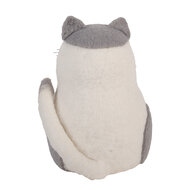 Clayre &amp; Eef   | Vilten Kat Wit Grijs 14x14x20 cm | 66294