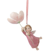 Clayre & Eef | Decoratie hanger Engel Roze Beige 7x5x13 cm | 6PR5603